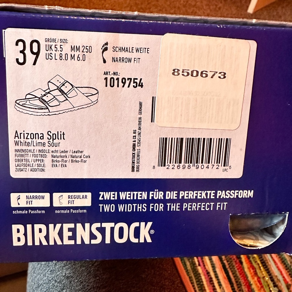 Birkenstock Arizona Split size 8 color white/lime sour